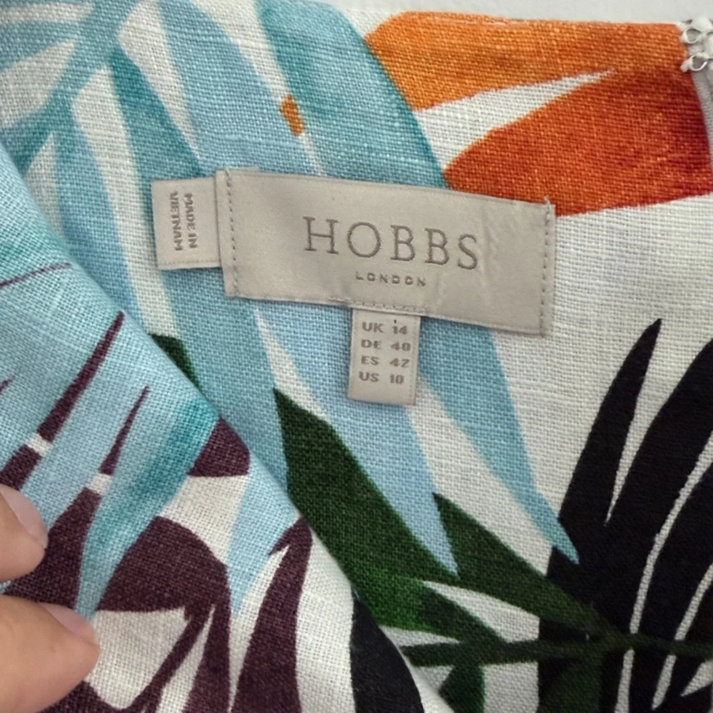 HOBBS London Amalfi Tie-Waist Palm Print Dress Tropical Print‎ Sleeveless Dress